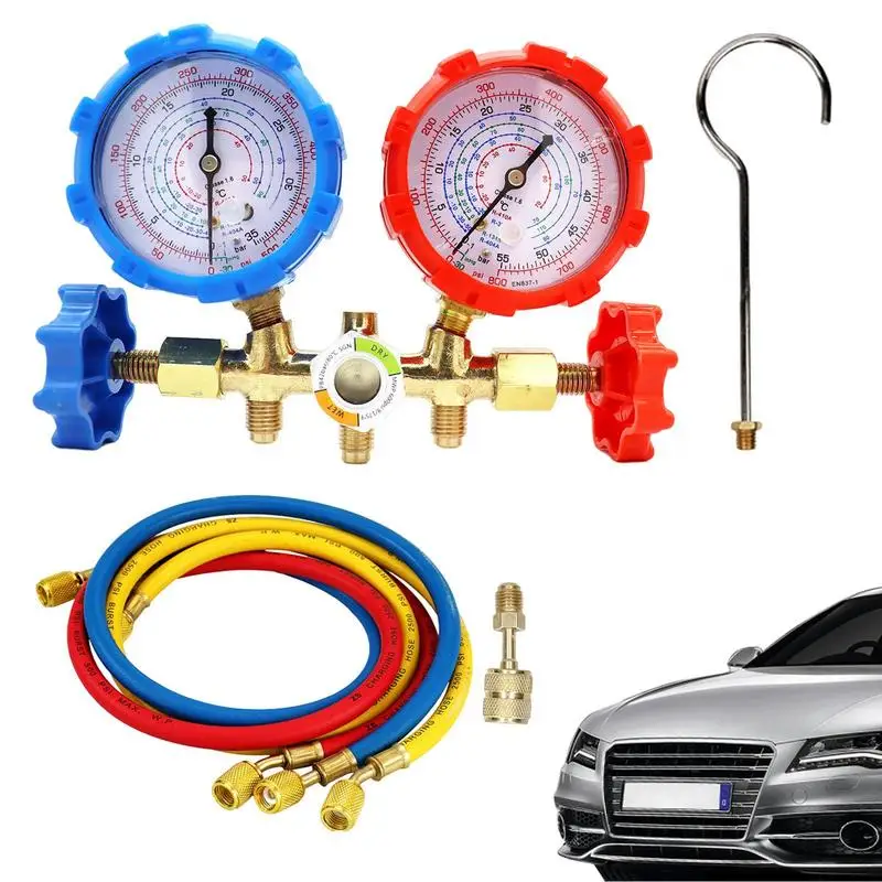 

Ac Diagnostic Tool Ac Charging Manifold Car Ac Gauges Double Meter With Adapter For Automotive Air Conditioning Car A/C System