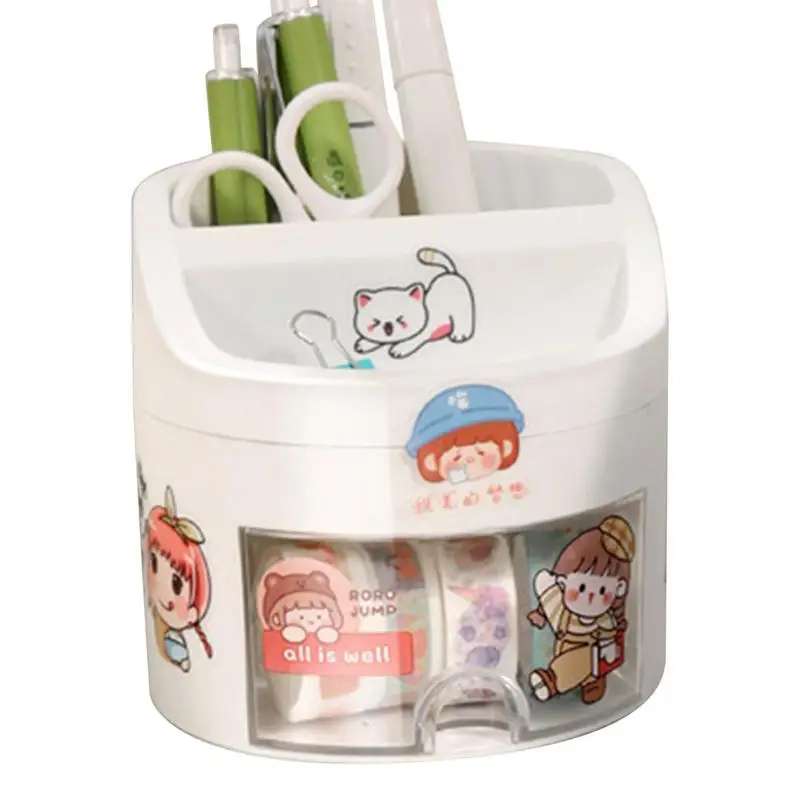 

Cartoon Pen Holder Cute Desk Pencil Container Organizer With Stickers Stationery Holder For Table Gift For Kids Girls Children