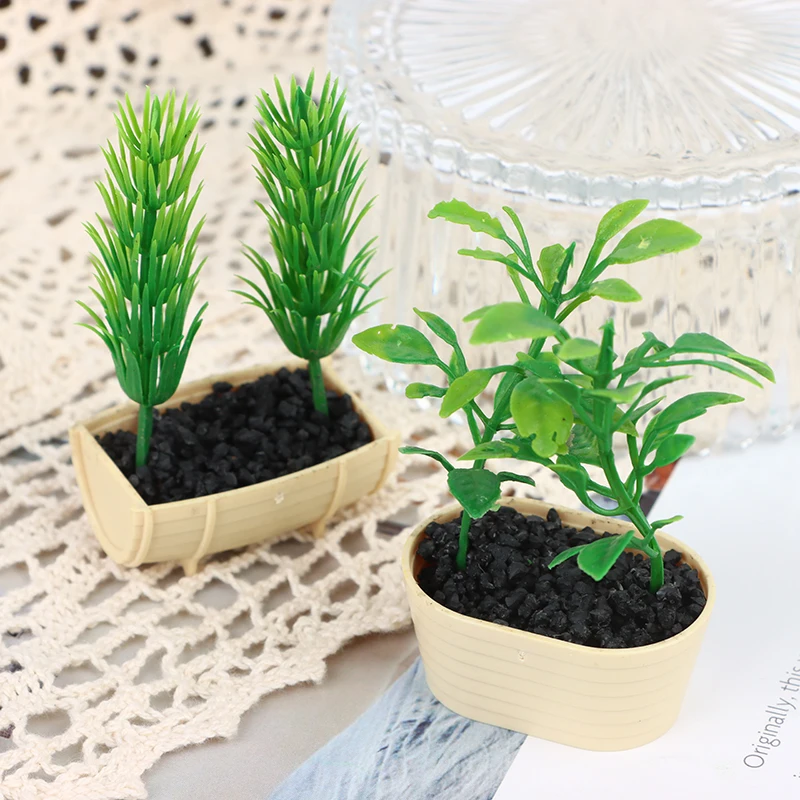 

New 1:12 Dollhouse Miniature Green Plant In Pot Doll House Furniture Home Decor Hot Sale