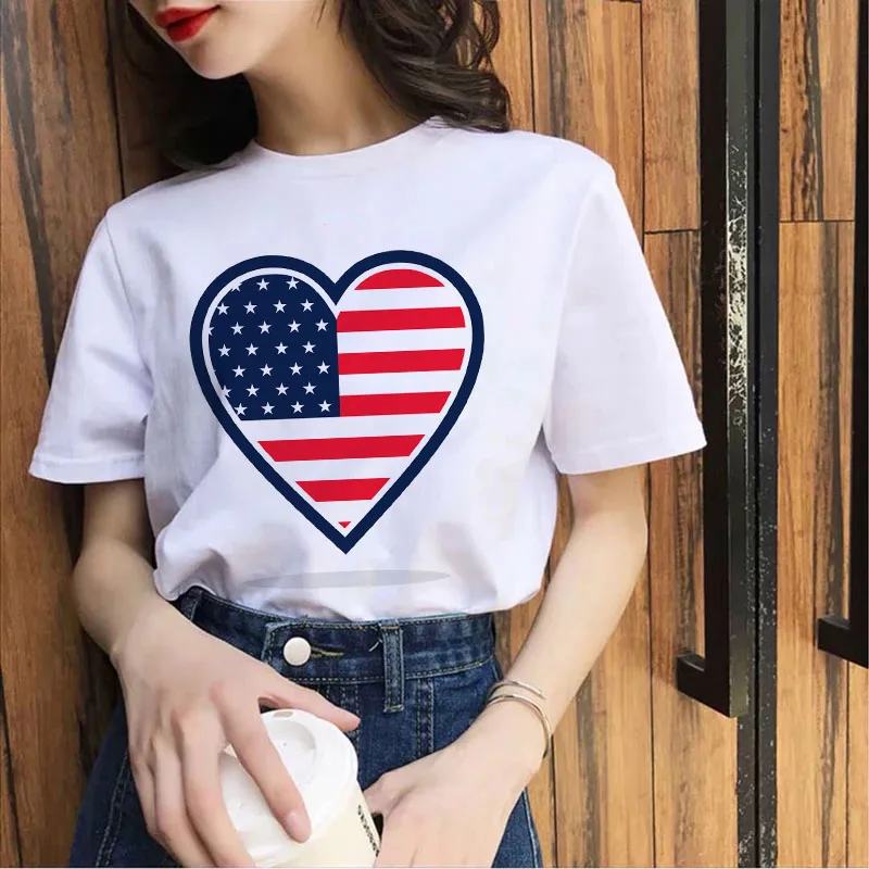 

Summer Women Tshirt 2021 National flag Graphic Print Ladies T-shirts 90s Short Sleeve Casual Fashion tee shirt femme Plus Size