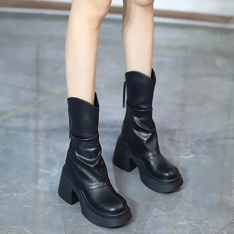 Версия на толстом каблуке короткие сапоги женские ботинки 202kkp4 осень и зима новые