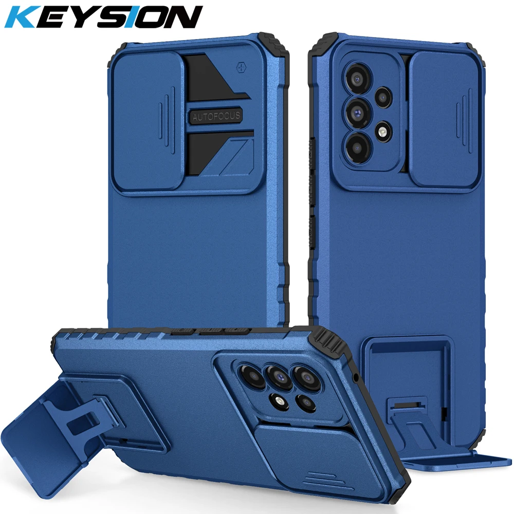 

KEYSION Shockproof Case for Samsung A53 A33 A73 5G A23 Push Pull Camera Protection Live Stand Phone Cover for Galaxy A52 A72 A32