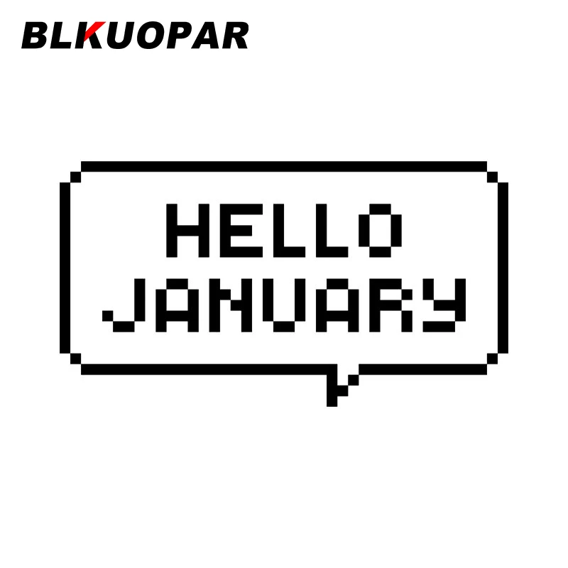 

BLKUOPAR Pixel Art Speech Bubble With Hello January Car Sticker Occlusion Scratch Waterproof Vinyl Decal Window Refrigerator