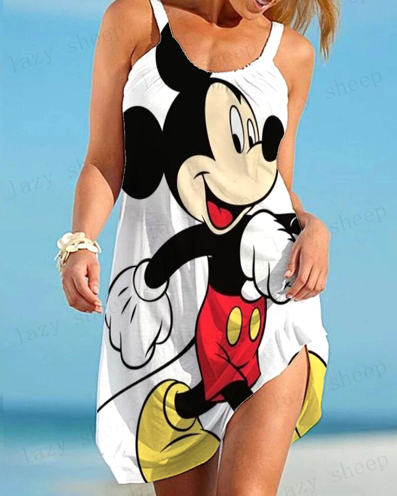 

Богемное платье на бретельках без рукавов с принтом Минни и Микки Маус