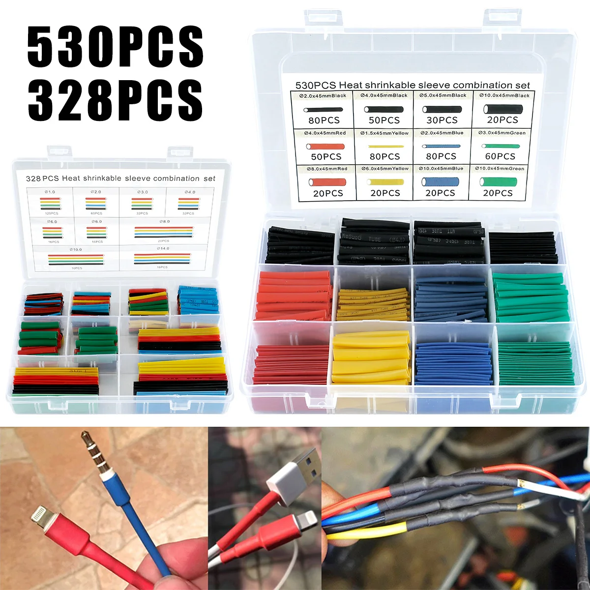 

Heat Shrink Tubing Kit 2:1 Electrical Insulation Wire Colorful Heat Shrink Tubing Assortment Electronic Cable Sleeves