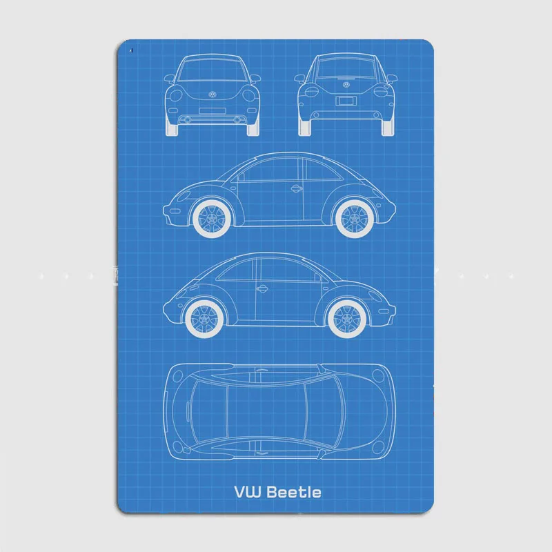 VW Beetle KNOWLEDGE Компактный Ретро Классический Автомобиль Металлический Плакат