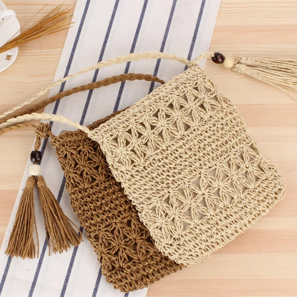 

Women'S Crossbody Hollow Tassel Straw Bag Summer Vacation Travel Beach Bag Lipstick Cosmetic Bag Women'S Bag 2023 Summer New