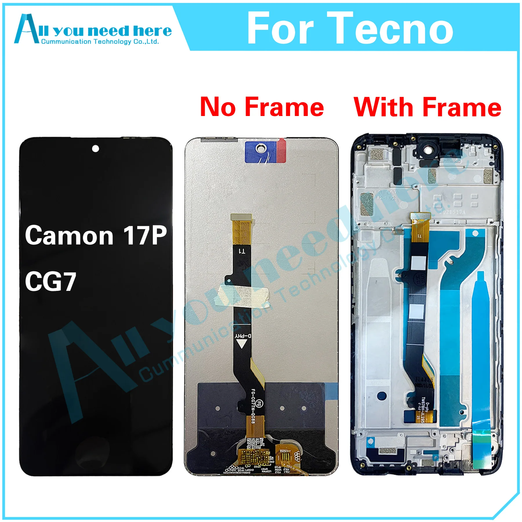 

100% Test AAA For Tecno Camon 17P CG7 LCD Display Touch Screen Digitizer Assembly Repair Parts Replacement