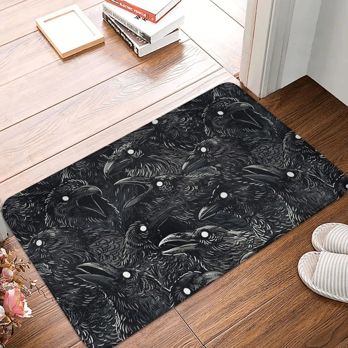 

Frightening Kitchen Non-Slip Carpet Raven Pattern Bedroom Mat Welcome Doormat Home Decoration Rug
