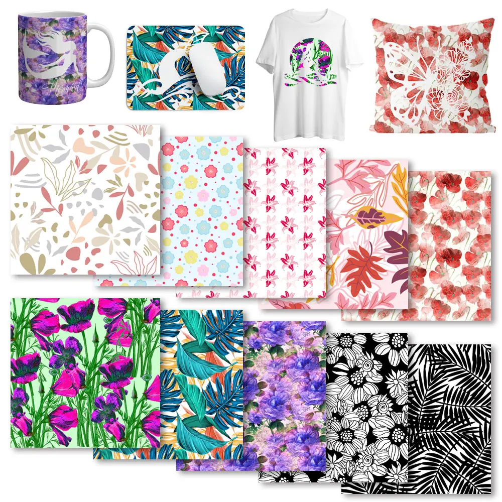 XFX Floral Infusible Transfer Ink Sheet 12x12 In Flowers Sublimation Transfer Paper Ink for Cricut Joy Mug Press for T-Shirt DIY