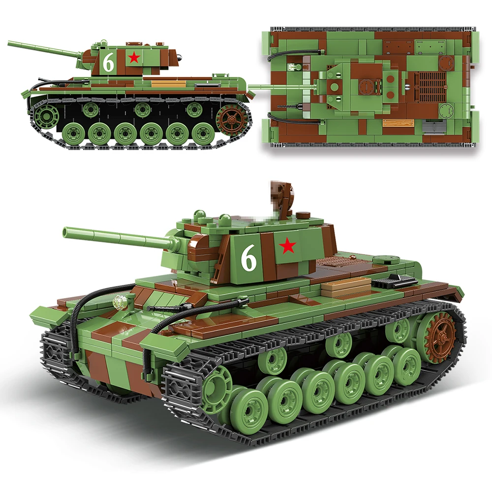 

768 Pieces Military KV-1 Heavy Tank Set Soldier Weapon Building Blocks WWII Soviet Tank Building Blocks Army Kids Toy Gift