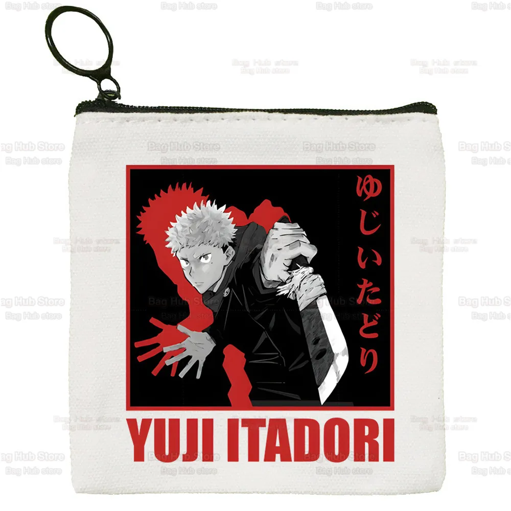 Jujutsu Kaisen Ryomen Sukuna Yuji Itadori Canvas Card Coin Purse Female Cute Simple Coin Mini Zipper Bag