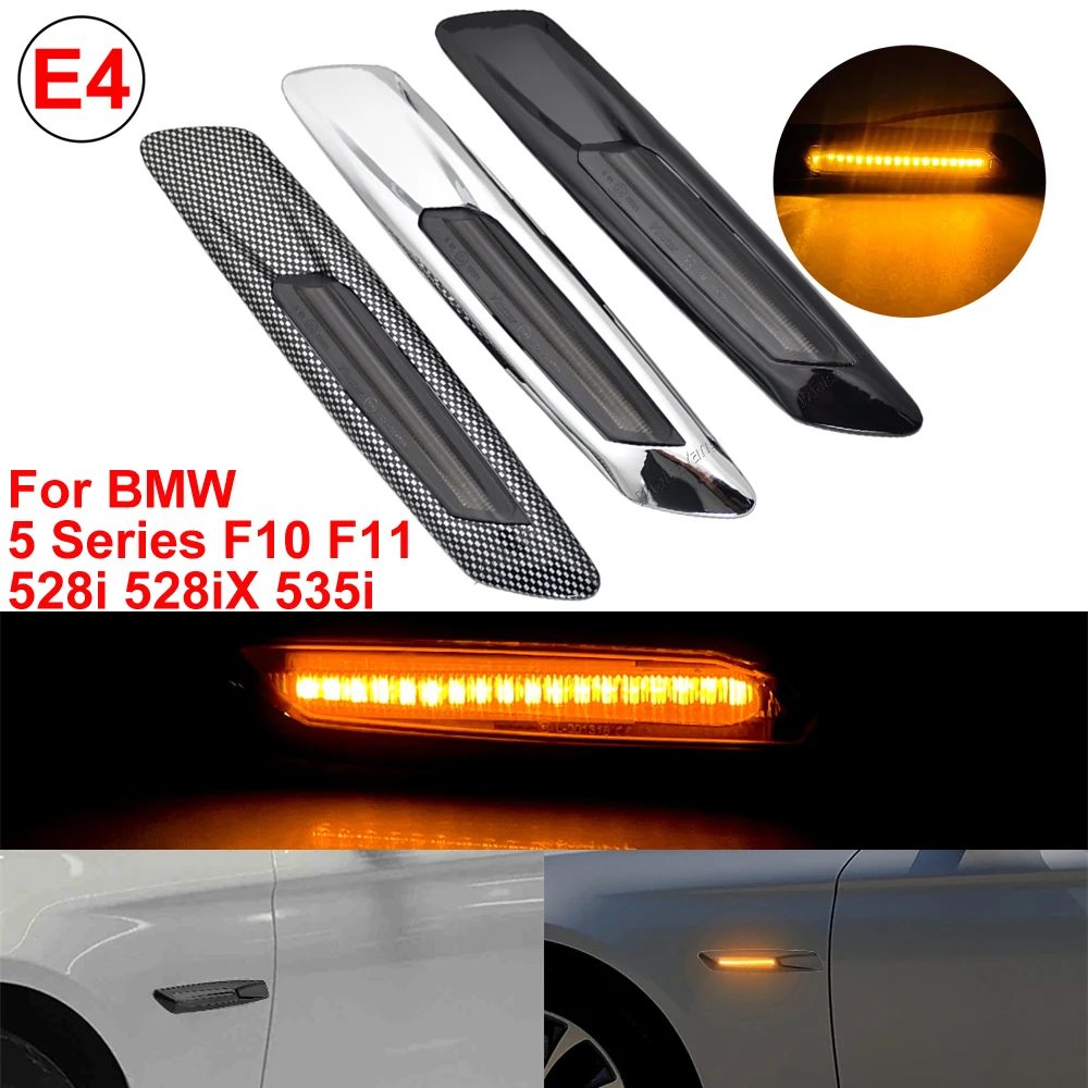 2PCS For BMW 5-Series F10 Sedan F11 Touring LED Dynamic Side Marker Lights Sequential Turn Signal Lamps 63137154167
