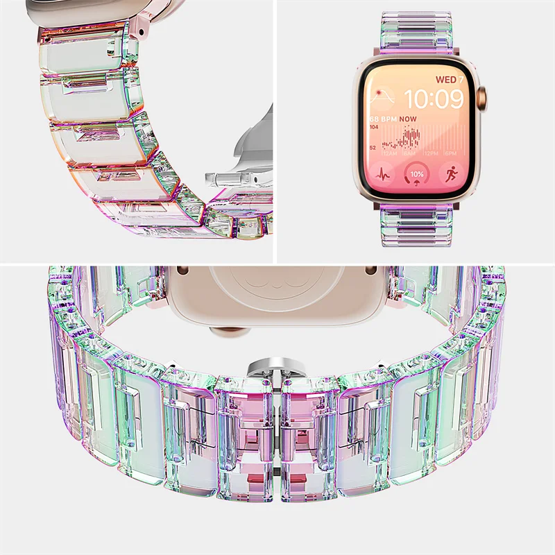 Ремешок полимерный блестящий для Apple Watch Ultra Band 8 7 49 мм 44 40 42 мм 38 41 45, прозрачный браслет Correa для iWatch 6 SE Series 5 4
