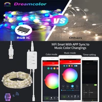 tuya wifi smart fairy lights outdoor waterproof rgb string lights usb app control music garland lights with alexa google home