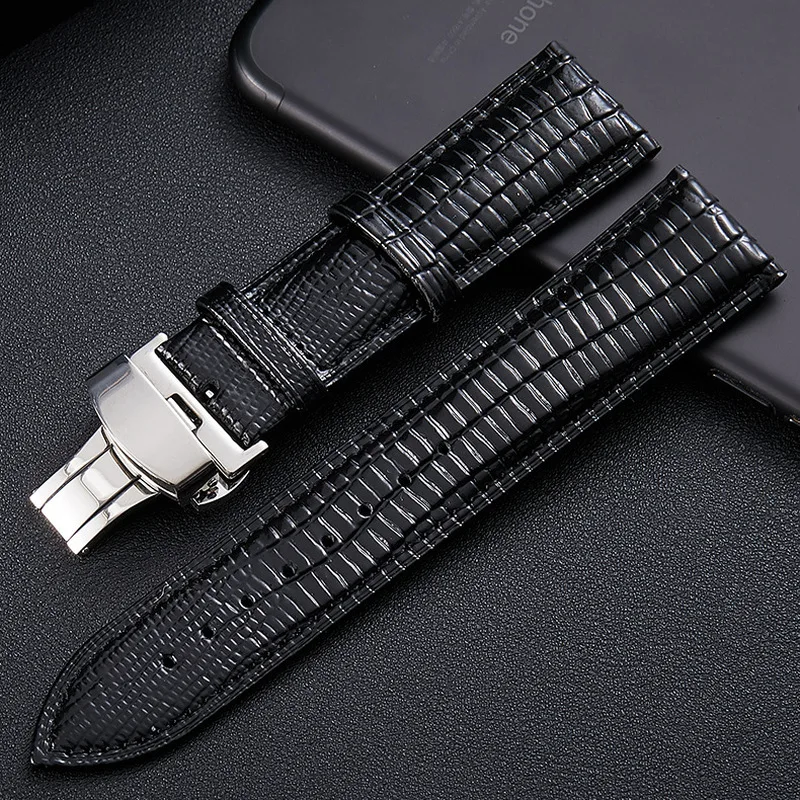 

2020 NEW Lizard Texture Butterfly Buckle Watchband Leather Watch Strap Universal Watch Band 14mm 16mm 18mm 20mm 22mm 24mm