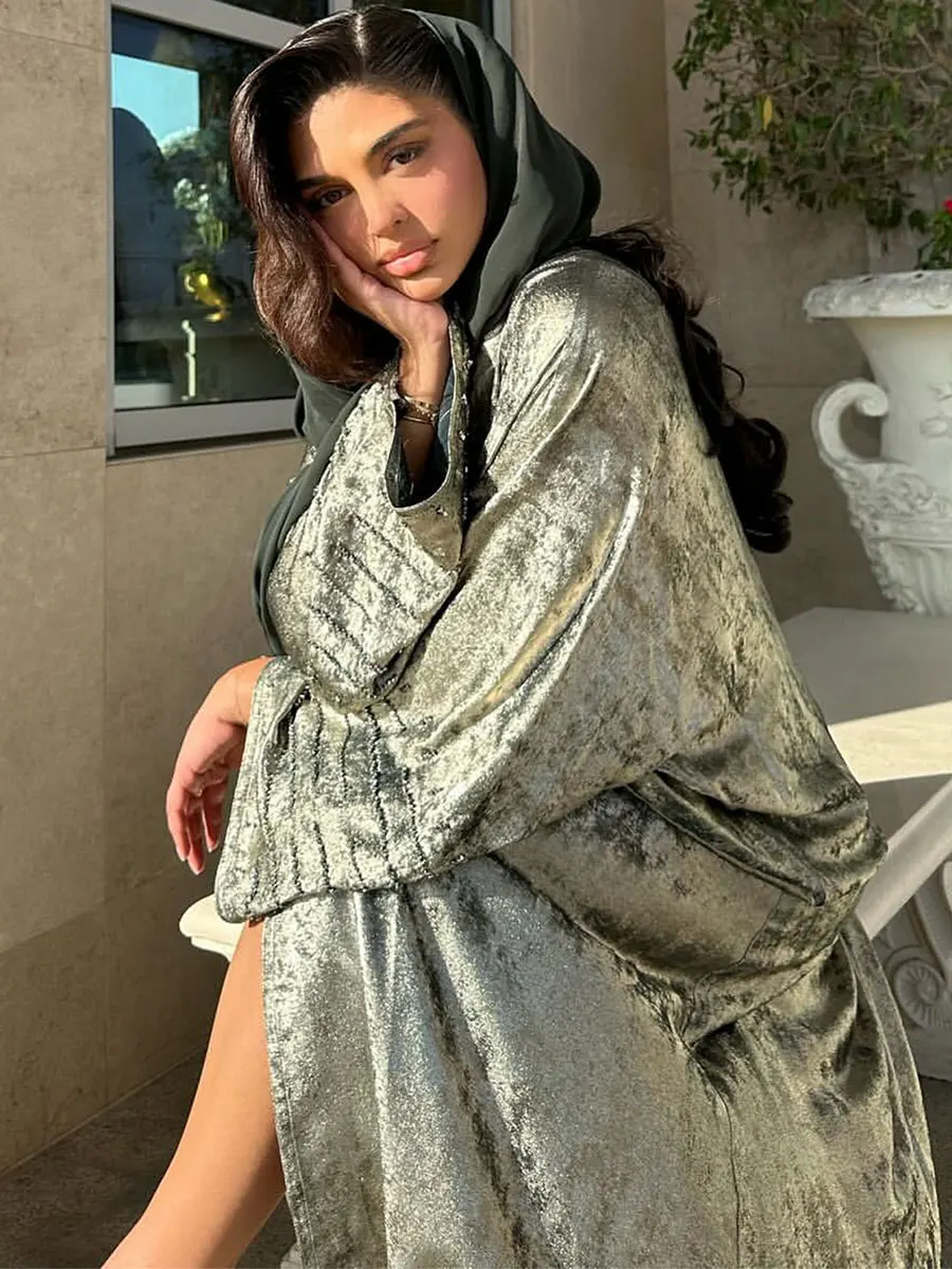 Дубай модная однотонная открытая абайя для мусульманской женщины элегантный