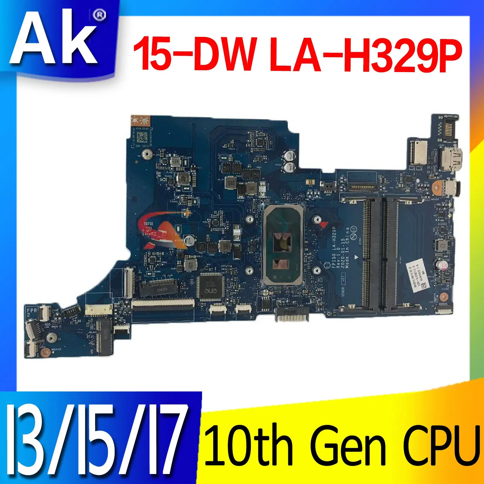 

LA-H329P Motherboard For HP 15-DW2001CA 15-DW Laptop motherboard Mainboard I3 I5 I7 10th Gen CPU UMA