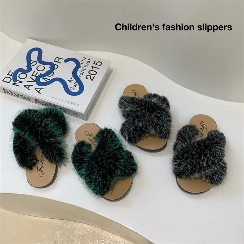 

Детские тапочки для девочек, зимние теплые тапочки из искусственного меха для девочек, мягкие тапочки для девочек, детская обувь