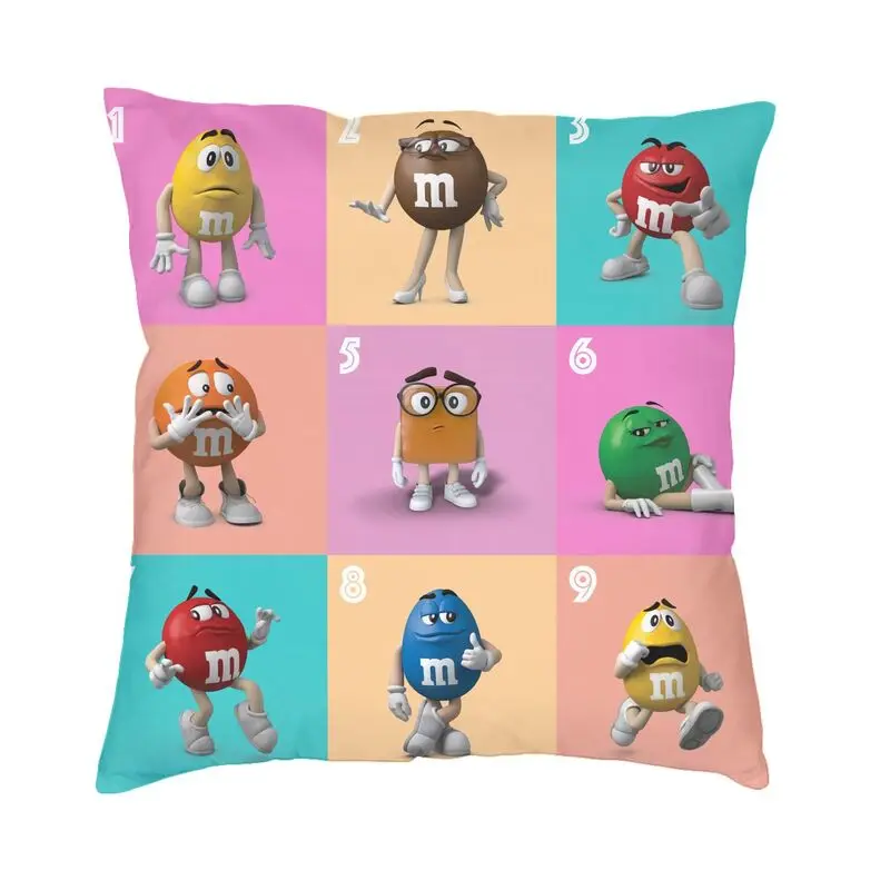 

M & M's шоколадные конфеты коллаж Подушка Обложка декоративные подушечки для дома диванная подушка для гостиной двусторонняя печать