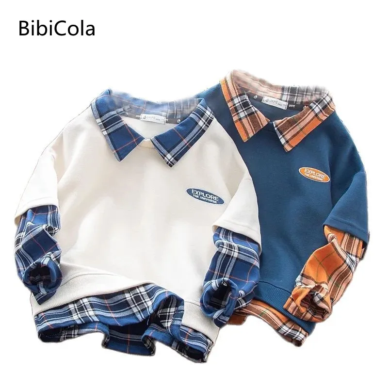 

BibiCola T-shirt Long Sleeves Cotton Children's Sweatershirt For Baby Boys Girls Coat Tops Clothing for 5-9Y