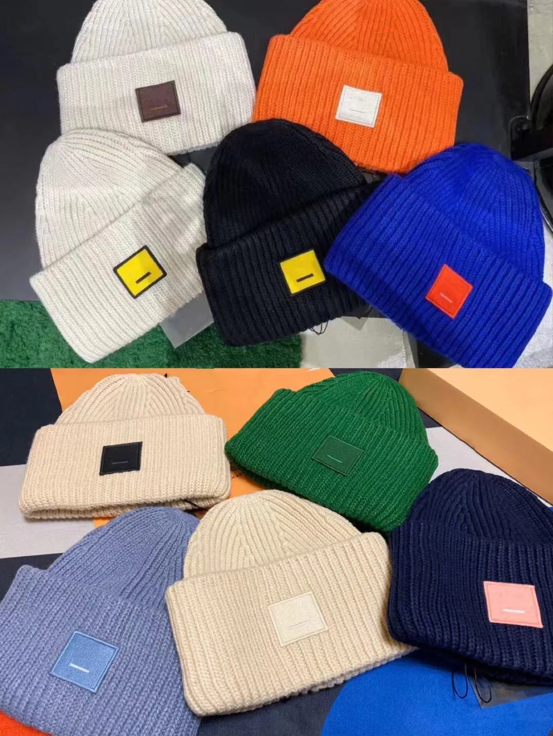 

2022 AC Smiling face Beanie Skull Caps knitted Cashmere Eye Warm Couple Lovers Acne Hats Tide Street Hip-hop Wool Cap Adult