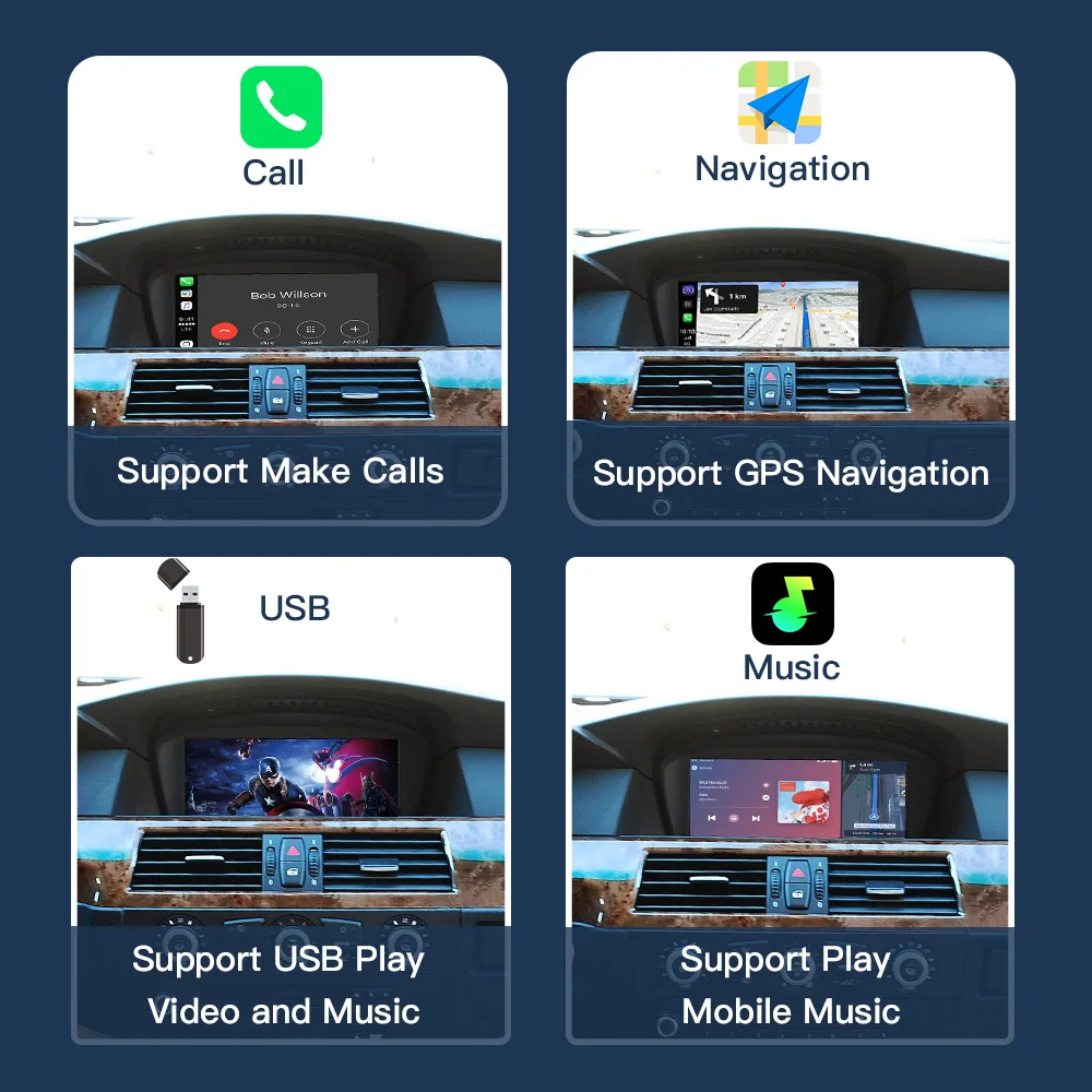 8,8-дюймовый радио-навигатор, мультимедийный экран, беспроводной Carplay Android Auto для автомобиля 3, 5 серии E60 E90 E92 Ccc Cic (art.: 3920d414dff4d) - 3920d414dff4d