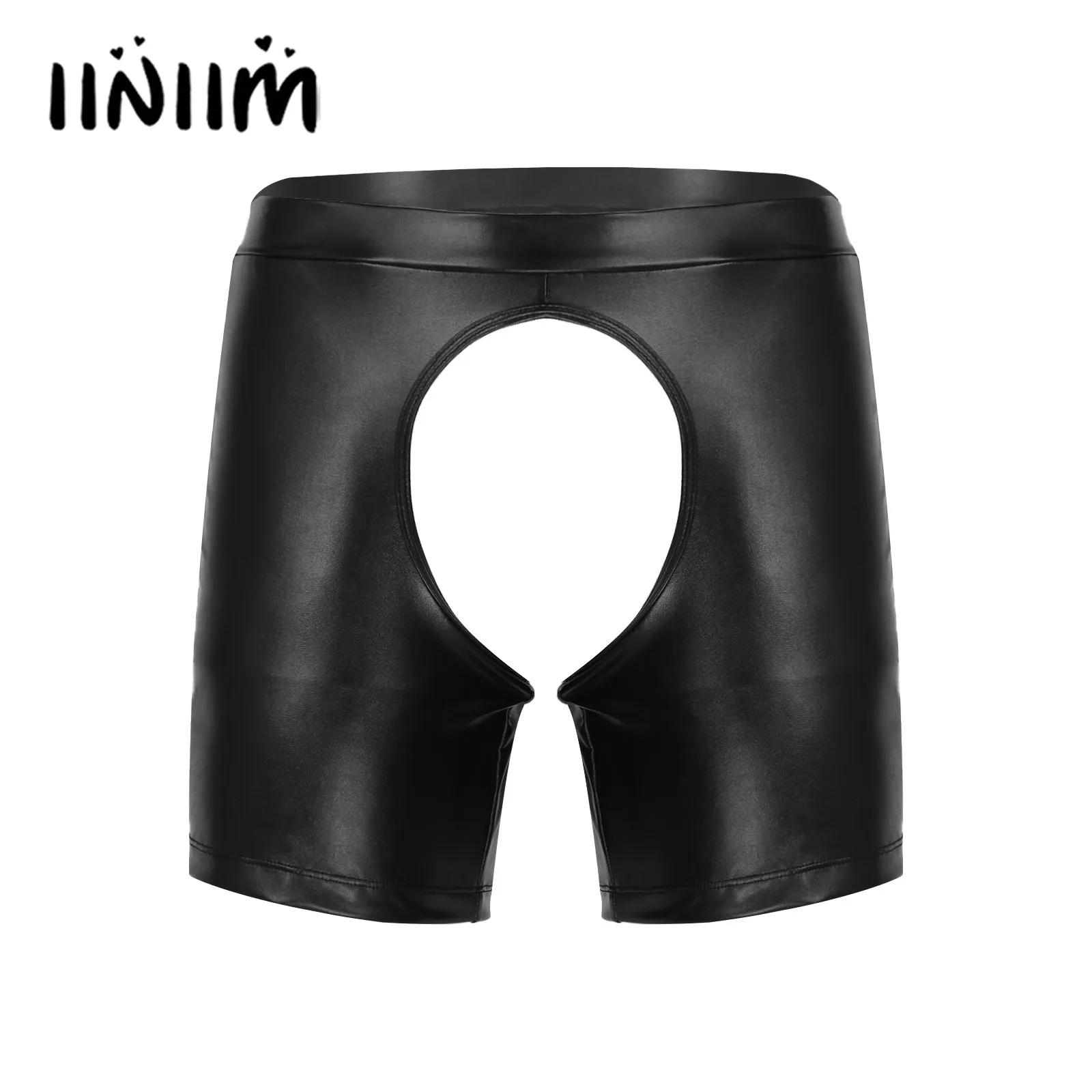 

Мужское нижнее белье из искусственной кожи, нижнее белье без бретелек, открытые ягодицы, короткие брюки, танцевальный клубный костюм на шес...