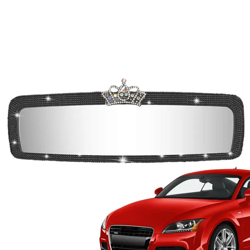 

Shiny Rearview Mirror Shiny Universal Not Dazzling Car Mirror With Rhinestone Super Thin Rear View Mirror Multifunctional For
