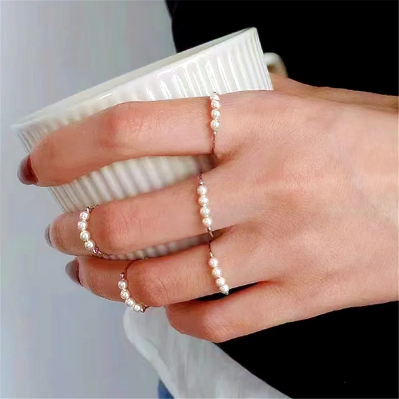 

Beautiful Simple Fashion Pearls Adjustable Rings For Women Creative 2023 New Jewelry Ring
