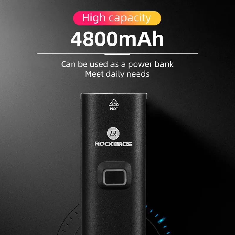 ROCKBROS Bicycle Light 1000Lumen 4800mAh Bike Headlight Power Bank Flashlight Handlebar USB Charging MTB Road Cycling Highlight