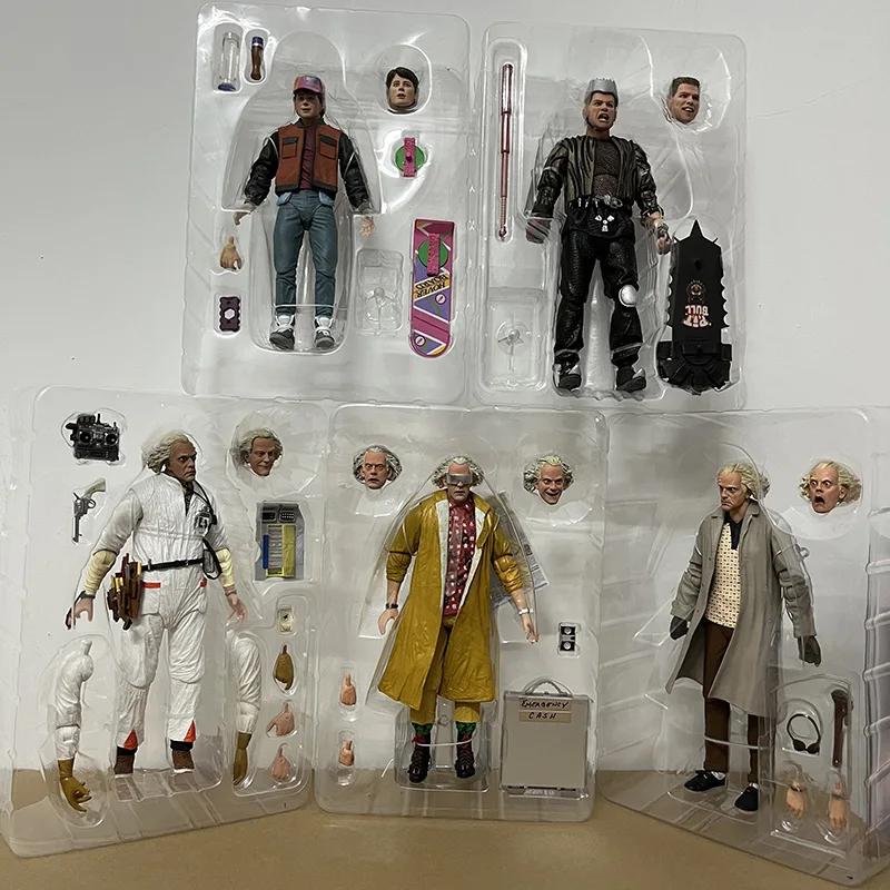 

NECA Back To The Future DOC Brown Martin Marty McFly Biff Griff Tannen Hazmat Suit Figure Sport Almanac The 35th Anniversary