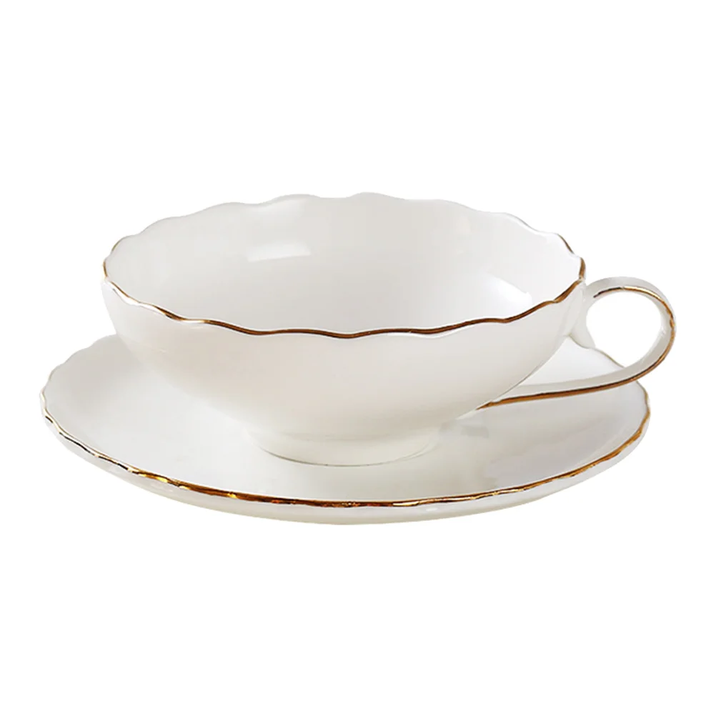 

1 Set Creative Tea Mug Coffee Cup And Saucer Set Tea Serving Cup (White)