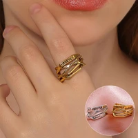 2022 new multi layer geometric shape ring for women simple retro letter ring girl jewelry gift
