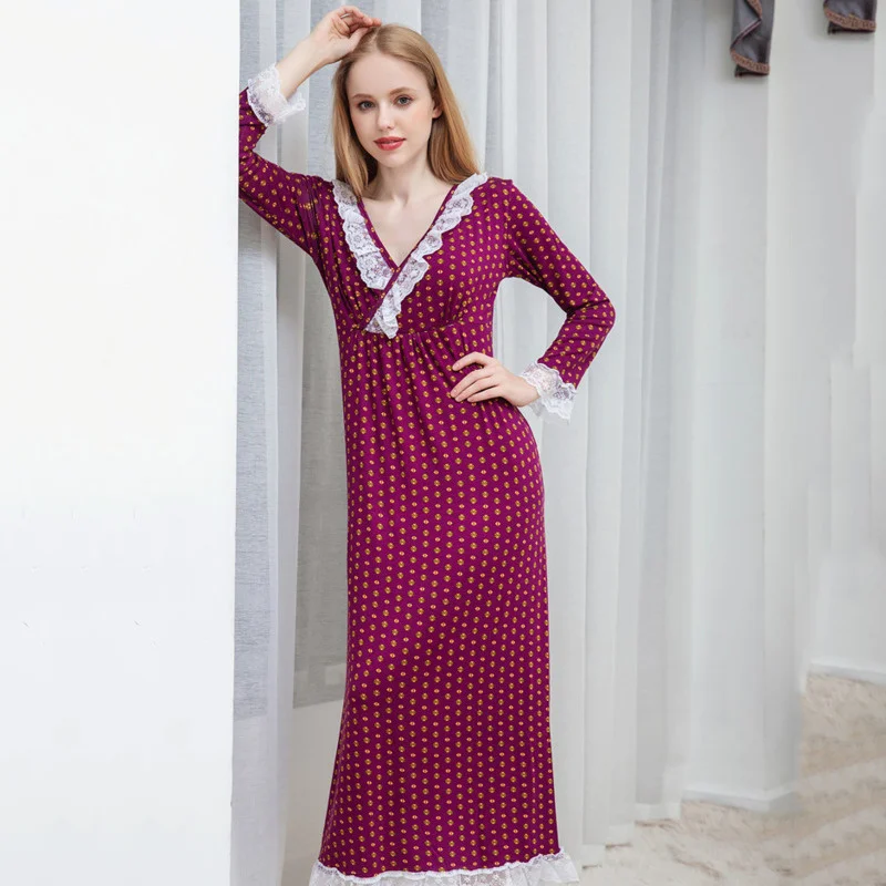 Nightdress for Women Modal Cotton With Chest Pads Breastfeed Pregnant Nightgown For Sleeping Spring Comfort Homewear Sleepwear