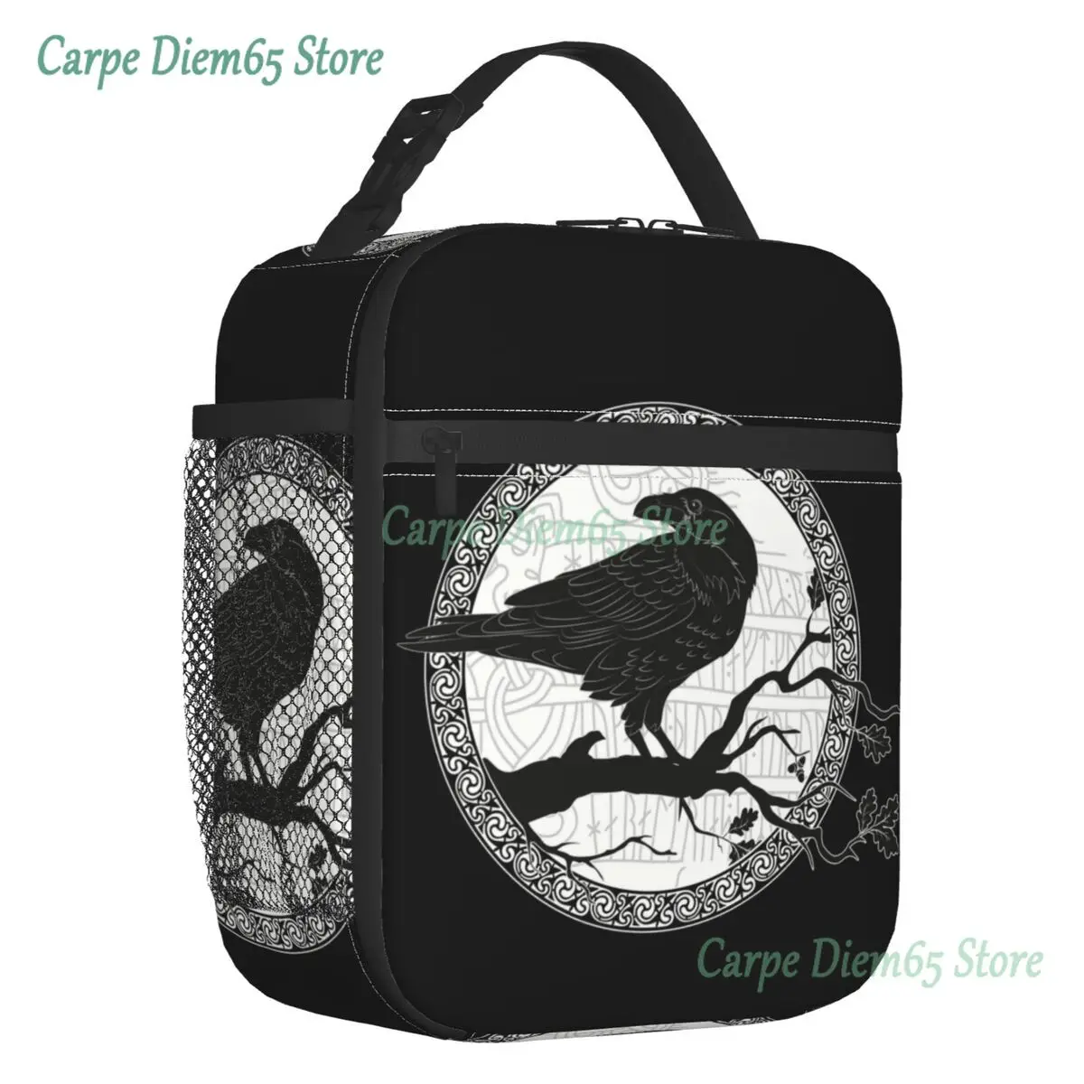 

Custom Odin Ravens Huginn Muninn Vikings Mythology Lunch Bag Women Warm Cooler Insulated Lunch Boxes for Kids School Children