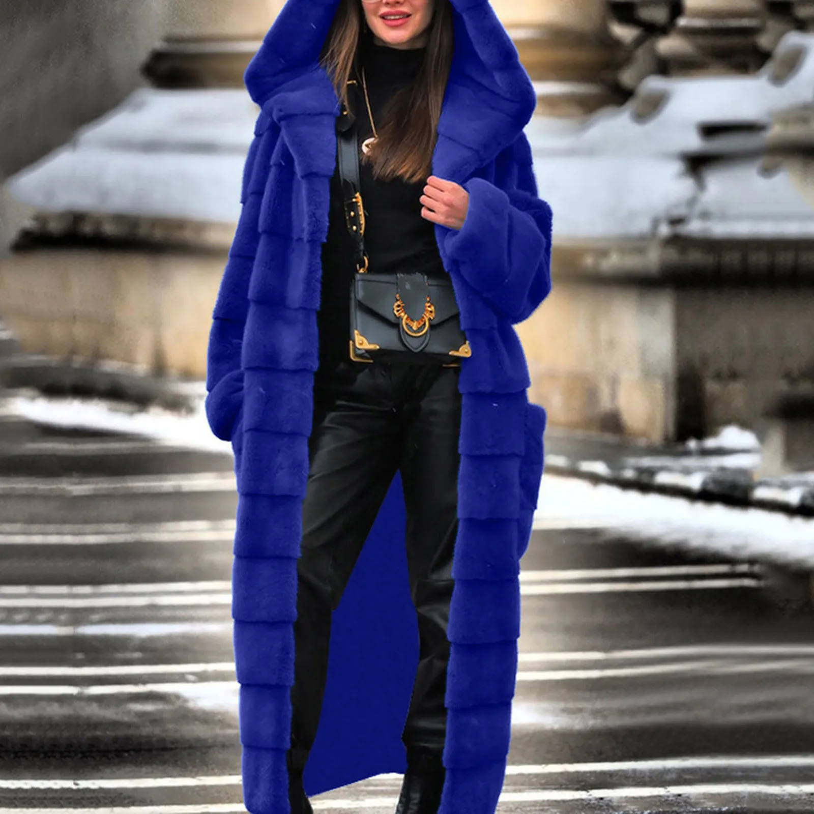

Casual Faux Fur Coat Women Hoodies Furry Thick Warm Long Imitation Rabbit Fur Jacket Slim Winter Coat Women Casaco Feminino