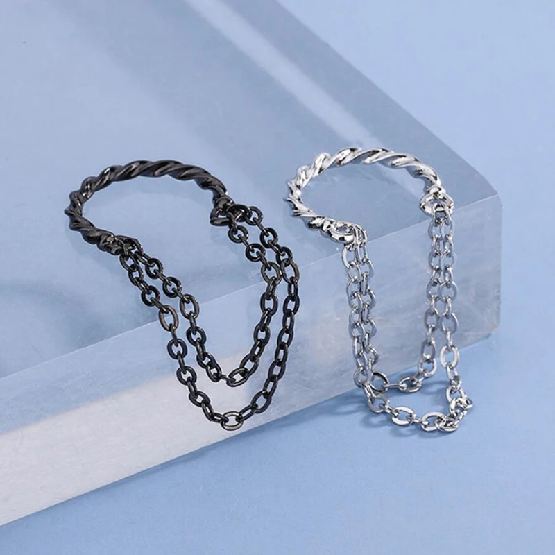 

KOFSAC One Piece Clip Earrings For Women Fashion 925 Sterling Silver Jewelry 2022 New Two Chain Tassel Non Pierced Ears Earring