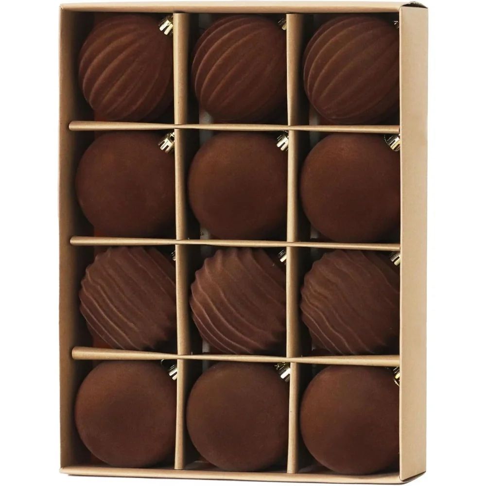 

Набор из 12 коричневых бархатных елочных шаров