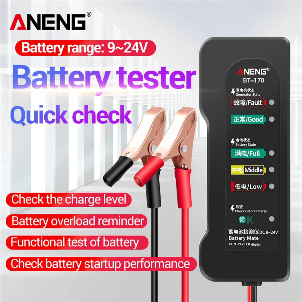

ANENG 12V Universal Car Battery Tester Detector Motorcycle Electric Scooter Battery Analyzer Fault Diagnostic Detection Tools