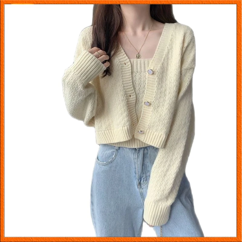 

Женский вязаный кардиган с V-образным вырезом, однотонный повседневный розовый кардиган свободного покроя, синий, осень 2021