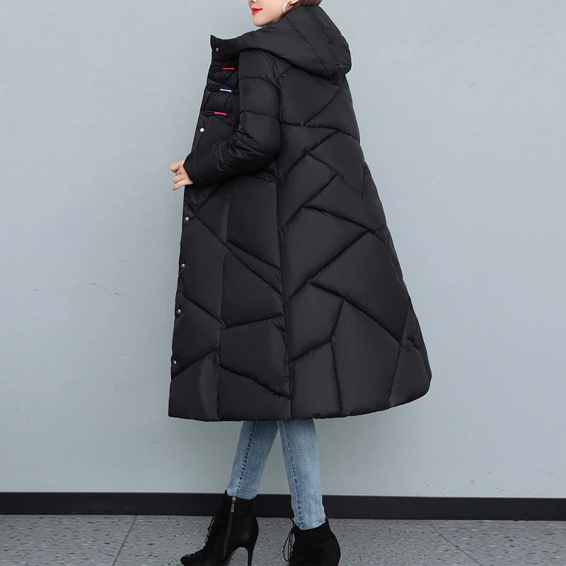 HI-FASHION Thick Long Parka Women Jacket Hooded Winter Coat Female Winter Jackets Long-Sleeve Parkas Women's Clothing