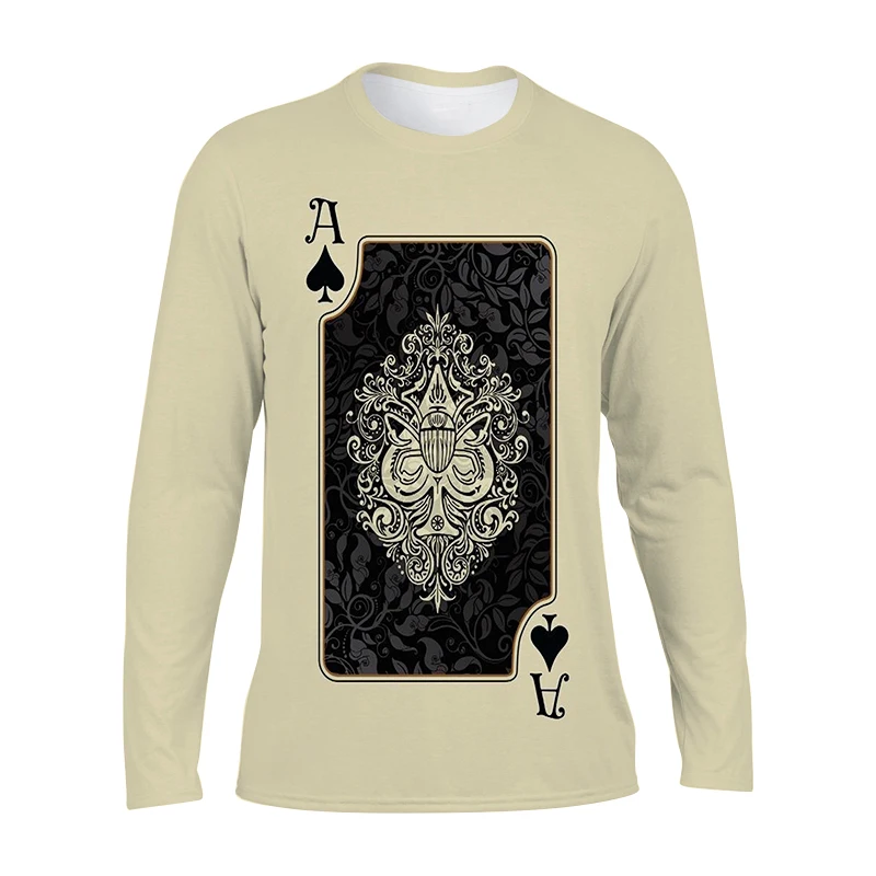 

Men's Long Sleeve T-shirt Plus Comfortable Versatile Clothes Street Vintage Playing Cards 3D Digital Print Fashion Tops