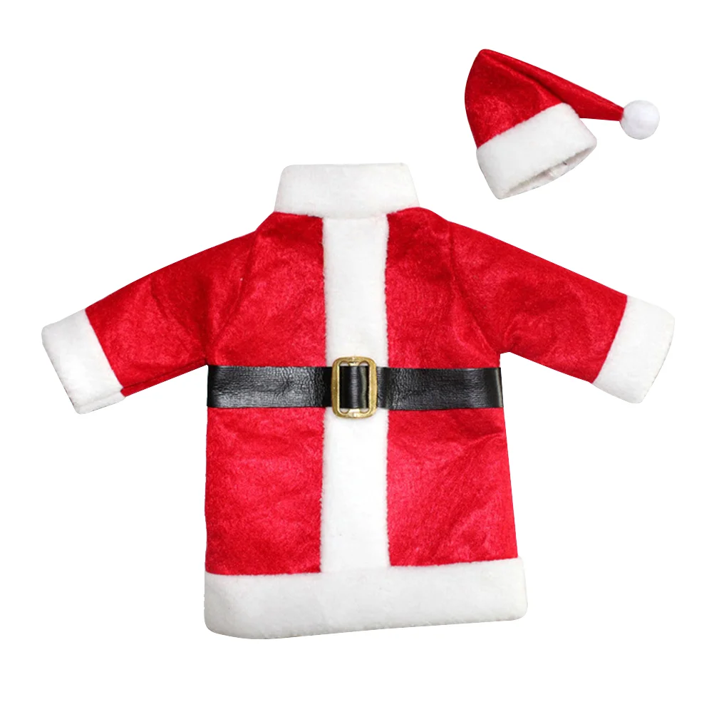 

1 Set Bottle Cover Cartoon Santa Claus Bottle Decor for Dinner Party (Clothes and Hat)