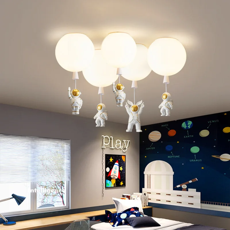 

Nordic Children's Room Bedroom Chandeliers Creative Astronaut Ceiling Lamp Boys And Girls Corridor Room Balloon Cosmonaut Lights