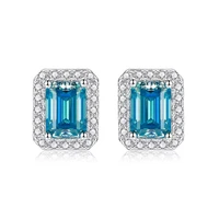 trendy 925 sterling silver 1ct colorful vvs1 emerald cut moissanite stud earrings for women gra diamond pass test positive