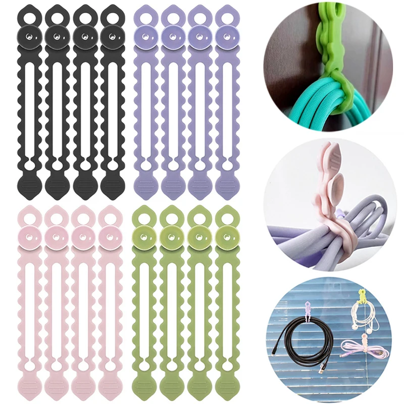 

1/10Pcs Silicone Cable Straps Wire Organizer Elastic Reusable Cord Winder Strap Office Earphone Charger Mouse Fastening Ties