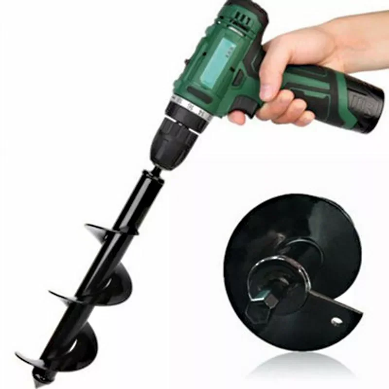 

New Garden Auger Spiral Drill Bit Flower Planter Bulb Shaft Auger Yard Gardening Earth Drill Planting Hole Digger Garden Tool