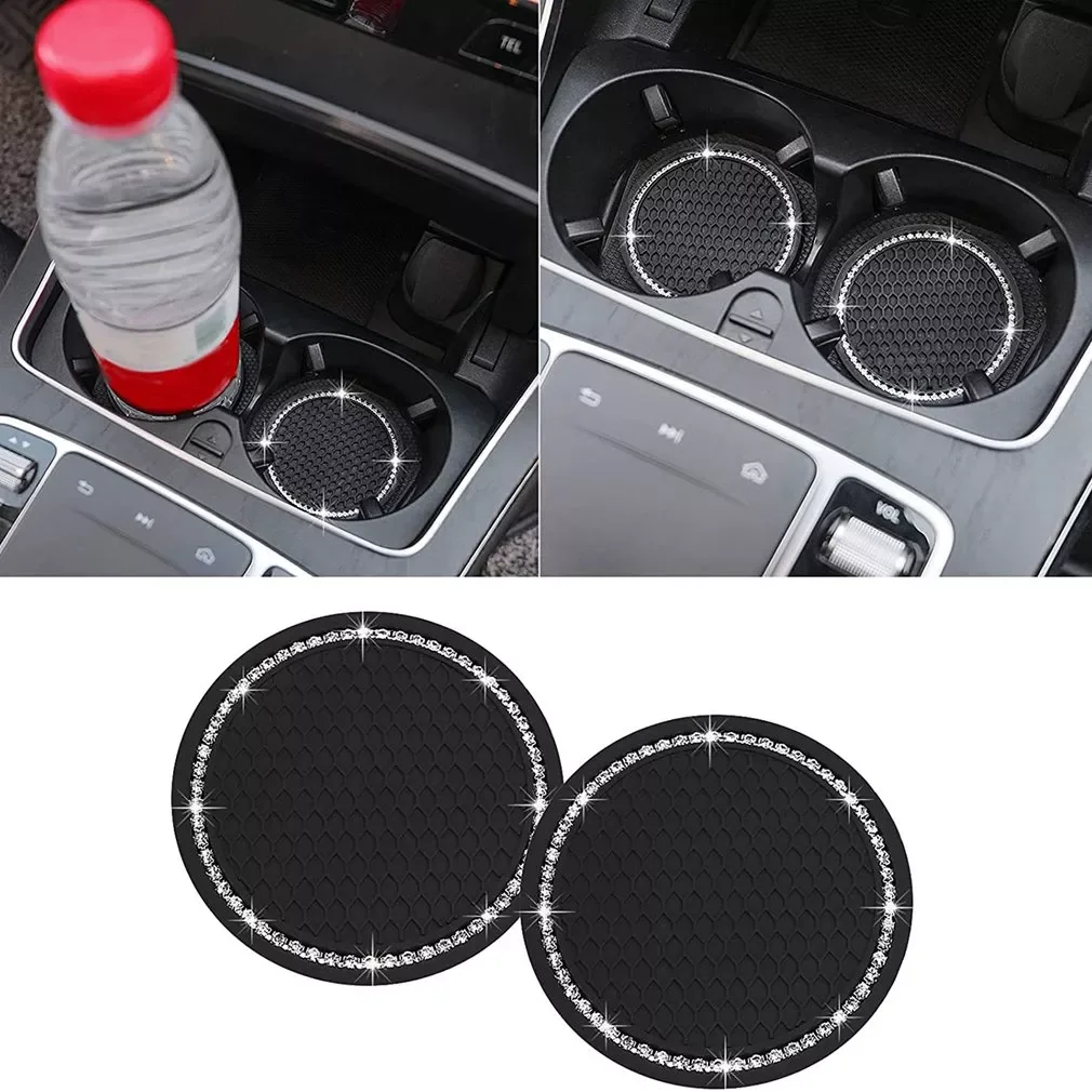 

Niversal Vehicle Bling Car Coasters Auto Cup Holder Car Coasters Silicone Insert Coaster Anti Slip Crystal Pad