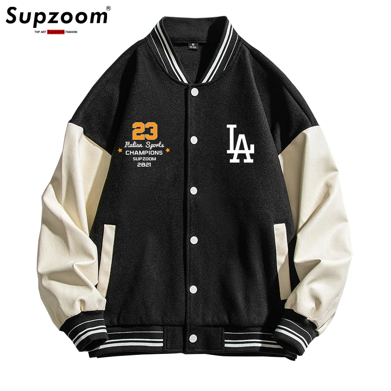 

Supzoom New Arrival Autumn And Winter Patchwork Trendy Men Top Fashion Suit Loose Casual Sports Coat Stitching Baseball Jacket